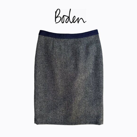 Boden British Tweed Skirt Sz 6R 100% Gray Wool Academia Y2K Preppy Office Siren - Picture 6 of 6